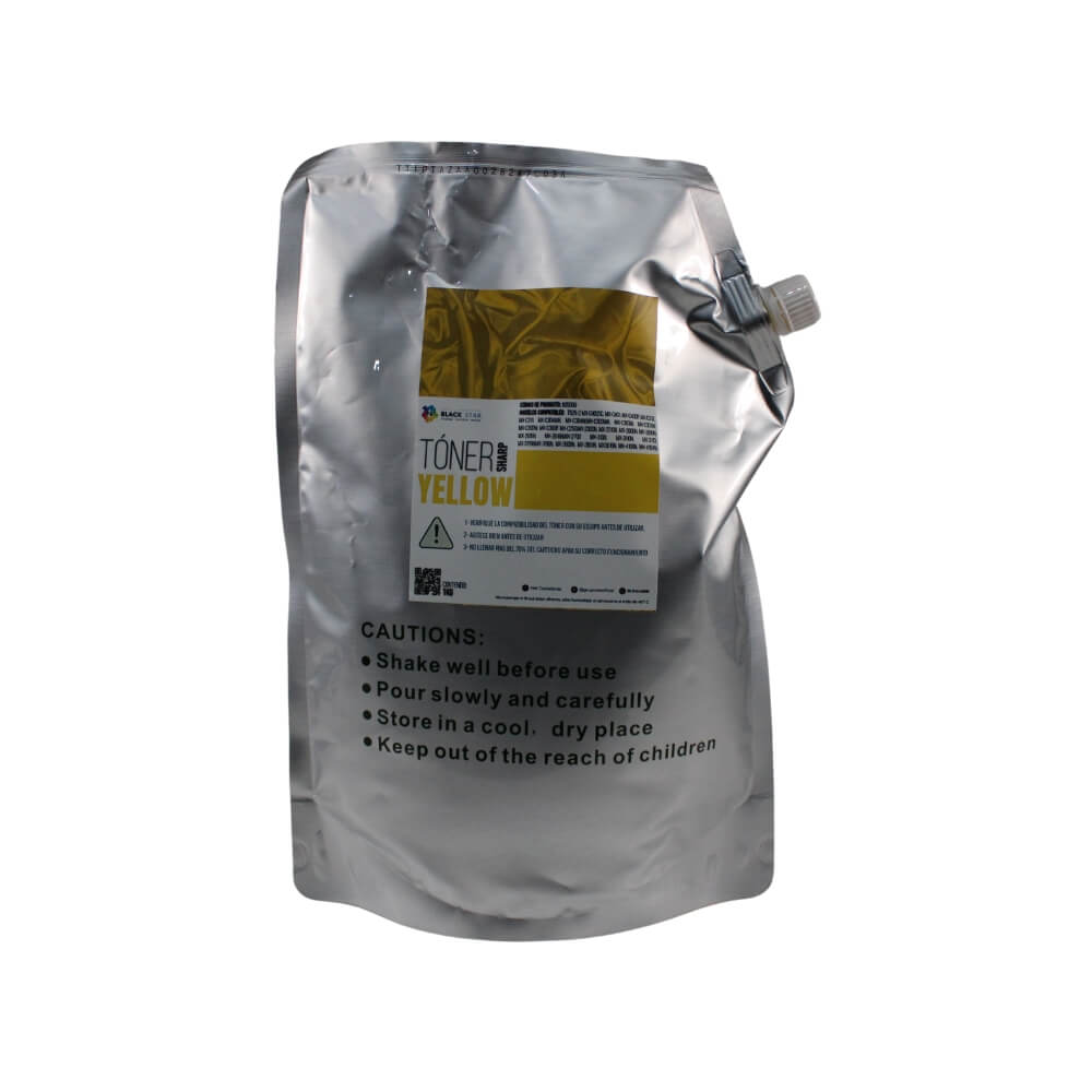 TONER BLACKSTAR SHARP AMARILLO BOLSA 1000 Gr. T525-2 MXC402SC, MXC401, MXC400P, MXC312, MXC311, MXC304WH, MXC304W, MXC303WH, MXC303W, MXC301W, MXC300W, MXC300P, MXC250, MX2300N, MX2310U, MX2600, MX2610, MX2614, MX2615N, MX2616N,MX2700 MX3100, MX3110N, MX3110, MX3115N, MX3116N, MX3500N, MX3501N, MX3610N, MX3640, MX4100N, MX4104N, MX4110N, MX4111N, MX4140, MX4141, MX5110, MX5111, MX5140, MX5141