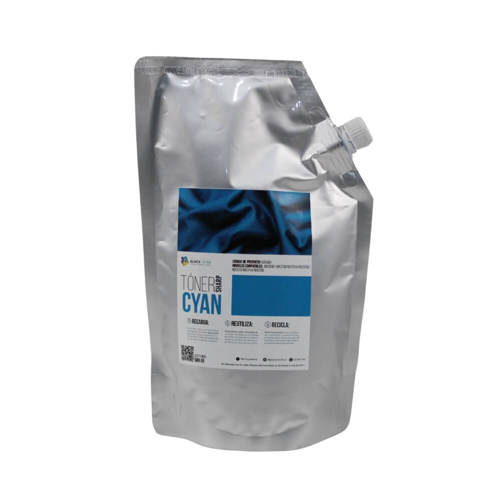 TONER SHARP CYAN BOLSA 500 Gr T527-2 MX-C402SC, MX-C401, MX-C400P, MX-C312, MX-C311, MX-C304WH, MX-C304W,MX-C303WH, MX-C303W, MX-C301W, MX-C300W, MX-C300P, MX-C250,MX-2300N, MX-2310U, MX-2600N, MX-2610N, MX-2615N, MX-2616N,MX-2700 MX-3100, MX-3110N, MX-3110, MX-3115N,MX-3116N, MX-3500N, MX-3501N, MX3610N, MX-4100N, MX-4104N, MX-4110N, MX-4111N