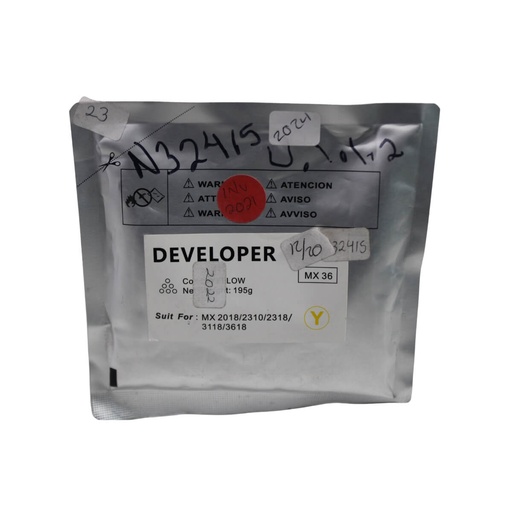 [N32415] REVELADOR SHARP AMARILLO BLACK-STAR,MX2310,MX2610 MX36NVSA,MX2615,MX2616,MX2640,MX3140,USD/IM      