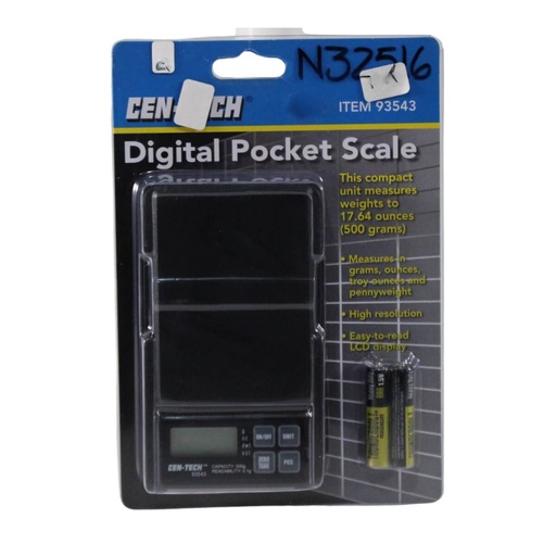 [N32516] BASCULA CEN-TECH DIGITAL POCKET ITEM 93543 PARA PESAR PAPEL DE ARTES GRÁFICAS      