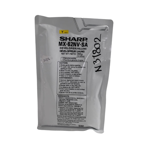 [N31802] REVELADOR SHARP AMARILLO OEM MX6240 MX6500 MX6580 MX62NVSA MX7040 MX7090 MX7500 MX7580 MX8090      