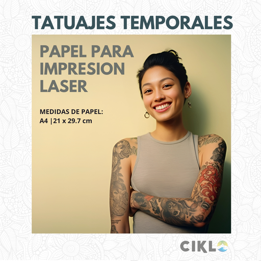 [Pa033897] Papel para Tatuajes  Láser Color A4 (10 sets por paquete)