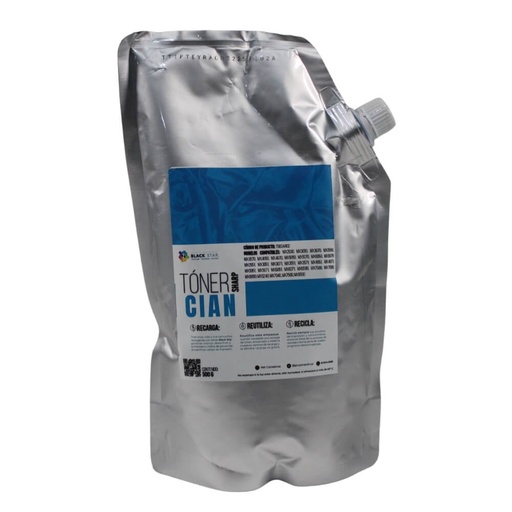 [TO034402] TONER SHARP CYAN BLACK STAR E932-C BOLSA DE 500 GR. MX2630, MX3050, MX3070, MX3550, MX3570, MX4050, MX4070, MX5050, MX5070, MX6050, MX6070 (MX-60NT) MX2651, MX3051, MX3071,  MX3551, MX3571, MX4051, MX4071, MX5051, MX5071, MX6051, MX6071 (MX-61NT) (Carrier:C305-1；Carrier Ratio:7%) MX6580, MX7580, MX7090, MX8090, MX6240, MX7040, MX7500, MX6500  (MX-61NT)